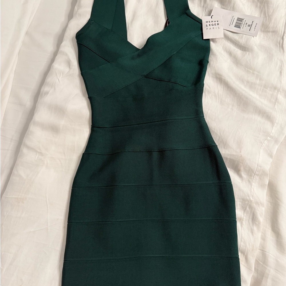 Elegant Green Bandage Dress Herve Leger Paris